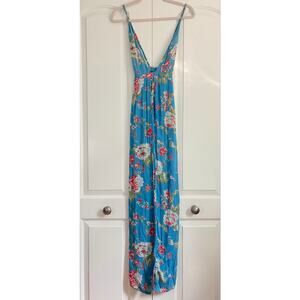 Faithfull The Brand Blue Floral Strappy Maxi Dress Women’s Size 6 100% Rayon